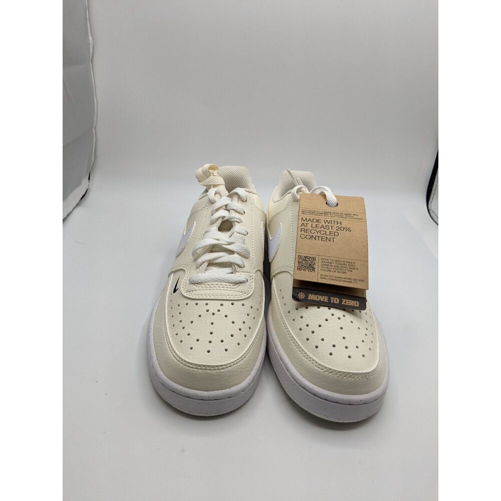 Nike Women's Court Vision Low Next Nature, White Black Pale Ivory, 7.5 Medium US - Picture 3 of 10
